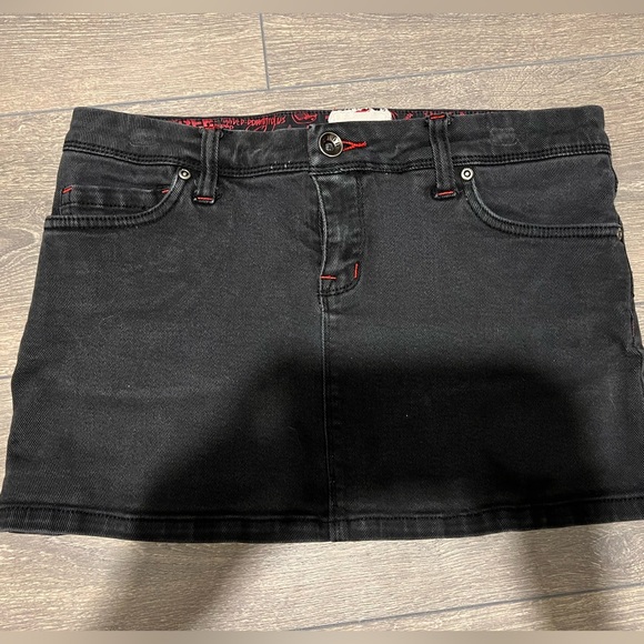 Chor black mini skirt vintage goth punk denim - Picture 1 of 3